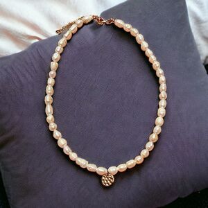 Vintage Genuine Freshwater Pearl Gold Tone Beaded Necklace